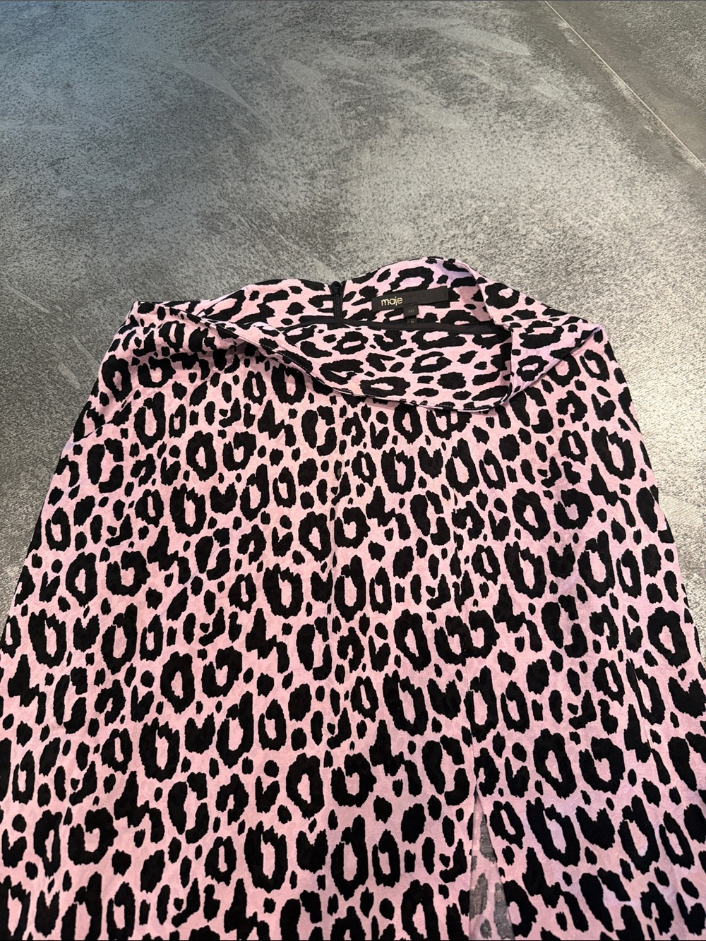 Maje Pink and Black Leopard-Print Blouse